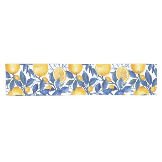 ブルーはっきりしたポイタリアンターノレモン ショートテーブルランナー (横)