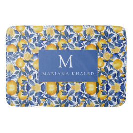 ブルーはっきりしたポイタリアンターノレモン バスマット