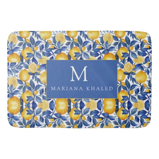 ブルーはっきりしたポイタリアンターノレモン バスマット (正面)