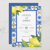 ブルーはっきりしたポイタリアンターノレモン 招待状 (正面/裏面)