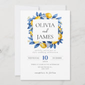 ブルーはっきりしたポイタリアンターノレモン 招待状 (正面)