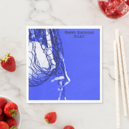 ブルーはっきりした誕生日ネット&バレーボール スタンダードランチョンナプキン