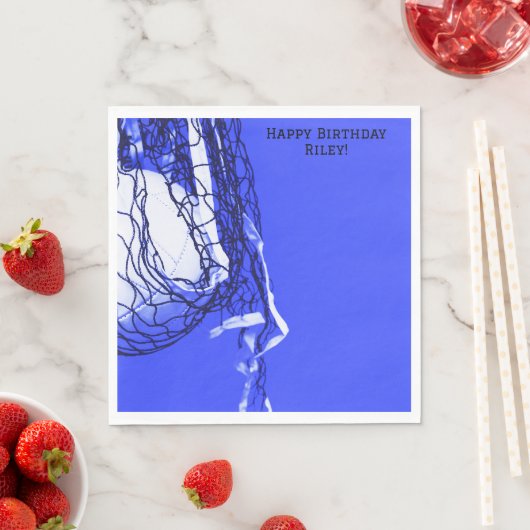 ブルーはっきりした誕生日ネット&バレーボール スタンダードランチョンナプキン (インサイチュ)