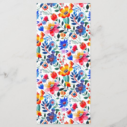 ブルーはっきりした&オレンジフローラフォークフェスタ結婚のメニュー メニュー (裏面)