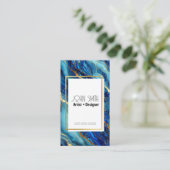 ブルーはっきりした&金ゴールドマーブルビモダンジネスカード 名刺 (スタンド正面)