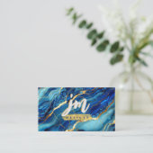 ブルーはっきりした&金ゴールドマーブルビモダンジネスカード 名刺 (スタンド正面)