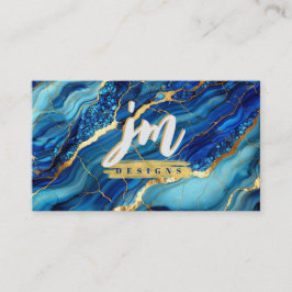 ブルーはっきりした&金ゴールドマーブルビモダンジネスカード 名刺