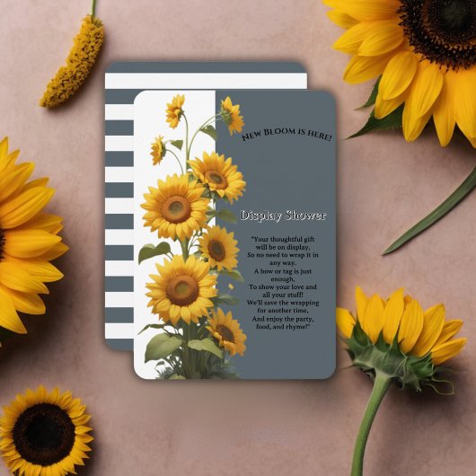 ブルーひまわりベイビーシャワー エンクロージャーカード