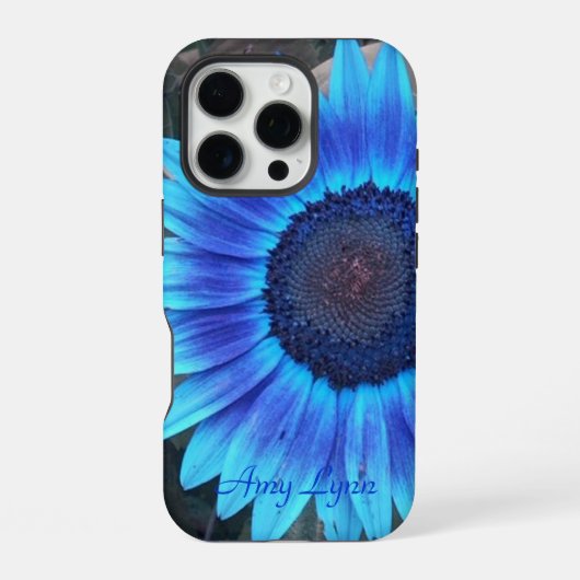 ブルーひまわり *名入れ対応* iPhoneケース (裏面)