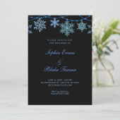 ブルーぶら下がったズのライトと雪の結晶ブラック結婚ズ 招待状 (スタンド正面)