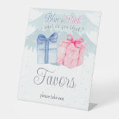 ブルーまたはピンクあなたは何を考え招待状 台座サイン (正面)