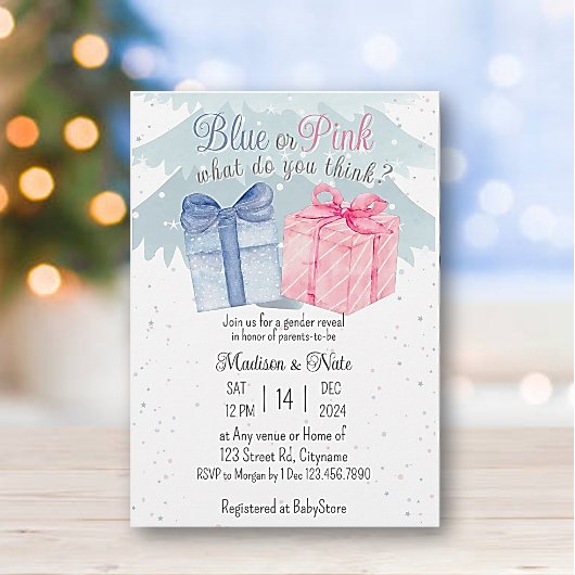 ブルーまたはピンクあなたは何を考え招待状 招待状