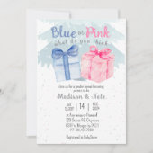 ブルーまたはピンクお客様の考え性別表示 招待状 (正面)
