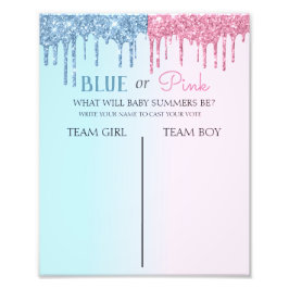 ブルーまたはピンクのグリッタールックジェンダーが投票を明らかにする フォトプリント           