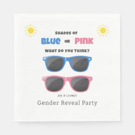 ブルーまたはピンクのサングラス夏の性別のリビール スタンダードランチョンナプキン