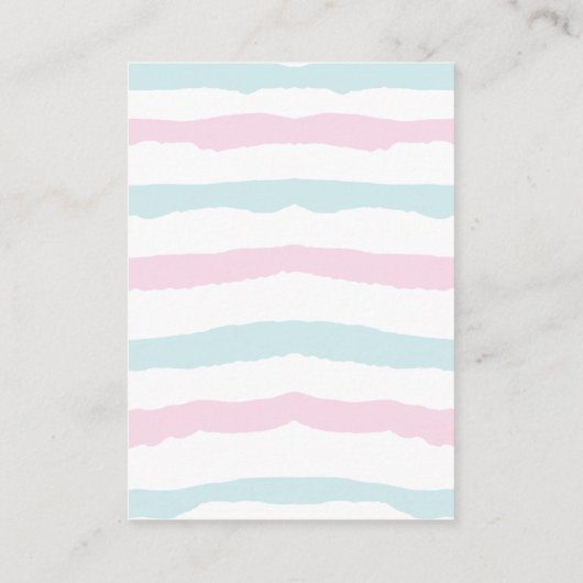 ブルーまたはピンクのベビーリビールパーティーおむつラッフル エンクロージャーカード (裏面)