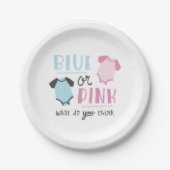 ブルーまたはピンクのベビー性別がパーティーシャワーを明らかにする ペーパープレート (正面)