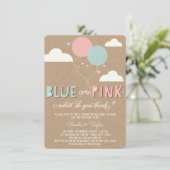 ブルーまたはピンクのベビー性別リビールパーティー招待状 招待状 (スタンド正面)