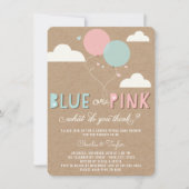 ブルーまたはピンクのベビー性別リビールパーティー招待状 招待状 (正面)