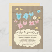 ブルーまたはピンクのベビー性別リビールパーティー招待状 招待状 (正面/裏面)