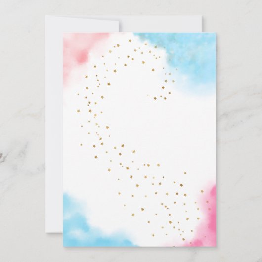 ブルーまたはピンクの性別がテディベア招待状を明かす 招待状 (裏面)