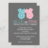 ブルーまたはピンクの性別リビールパーティの招待状 招待状 (正面/裏面)