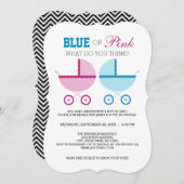 ブルーまたはピンクの性別リビールパーティー招待状 招待状 (正面/裏面)