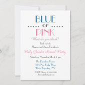 ブルーまたはピンクの性別リビール招待状 招待状 (正面)