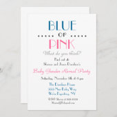 ブルーまたはピンクの性別リビール招待状 招待状 (正面/裏面)