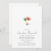 ブルーまたはピンクの水色の性別リビール 招待状 (正面/裏面)