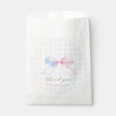 ブルーまたはピンクギンガムボウフウィッグバッグ フェイバーバッグ (正面)