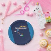 ブルーよくはしゃぐサッカーゴール誕生会 ペーパープレート (パーティー)