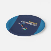 ブルーよくはしゃぐサッカーゴール誕生会 ペーパープレート (アングル)