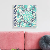 ブルーろうけつ染めタイルI キャンバスプリント (インサイチュ (リビング))