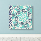 ブルーろうけつ染めタイルI キャンバスプリント (インサイチュ (ウッドフロア))