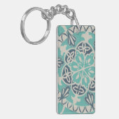 ブルーろうけつ染めタイルI キーホルダー (正面左)