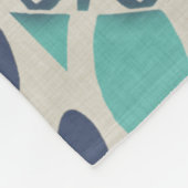 ブルーろうけつ染めタイルI フリースブランケット (角)