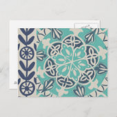 ブルーろうけつ染めタイルI ポストカード (正面/裏面)