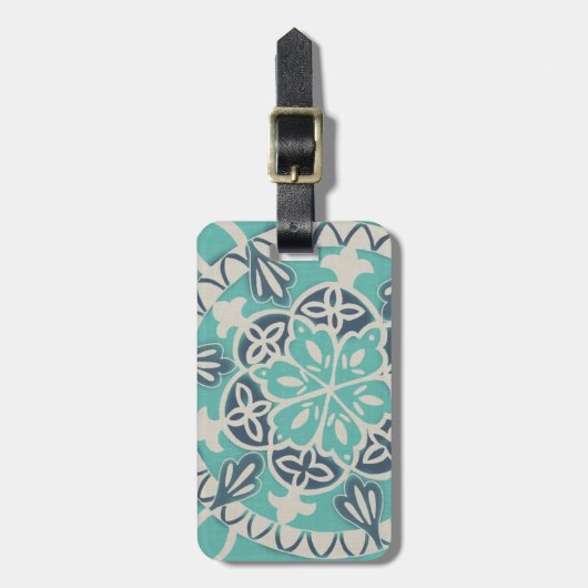 ブルーろうけつ染めタイルI ラゲッジタグ (正面縦)