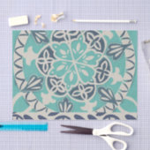 ブルーろうけつ染めタイルI 薄葉紙 (クラフト)