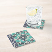 ブルーろうけつ染めタイルII スクエアペーパーコースター (インサイチュ)