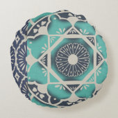 ブルーろうけつ染めタイルII ラウンドクッション (裏面)