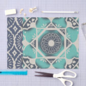 ブルーろうけつ染めタイルII 薄葉紙 (クラフト)