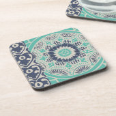 ブルーろうけつ染めタイルIII コースター (左側)