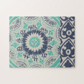 ブルーろうけつ染めタイルIII ジグソーパズル (横)