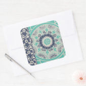 ブルーろうけつ染めタイルIII スクエアシール (封筒)