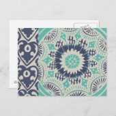 ブルーろうけつ染めタイルIII ポストカード (正面/裏面)