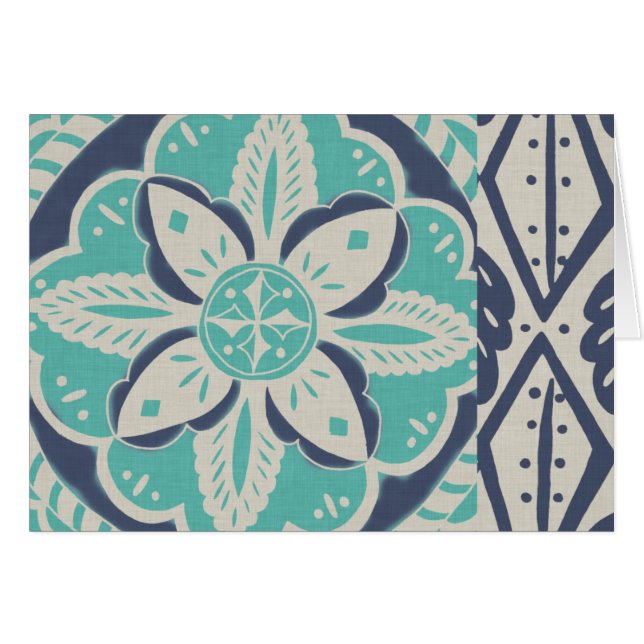 ブルーろうけつ染めタイルIV (正面横)