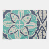 ブルーろうけつ染めタイルIV キッチンタオル (横)