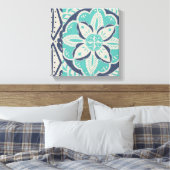 ブルーろうけつ染めタイルIV キャンバスプリント (インサイチュ (寝室))